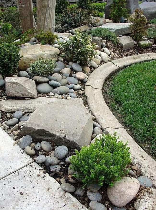 Rounded Stone Path Through Green