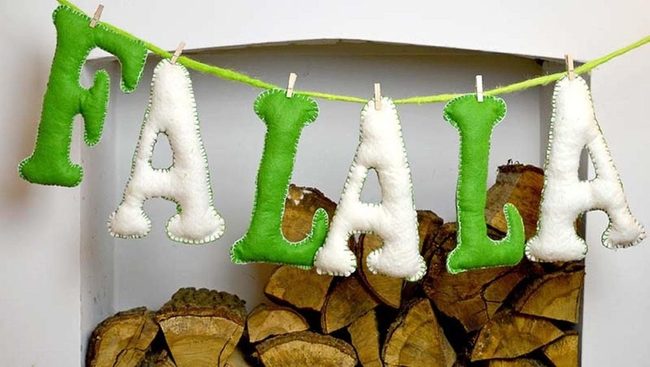 Felt Letters On Twine With Firewood