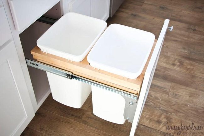 Hidden Pull-Out Trash Cabinet