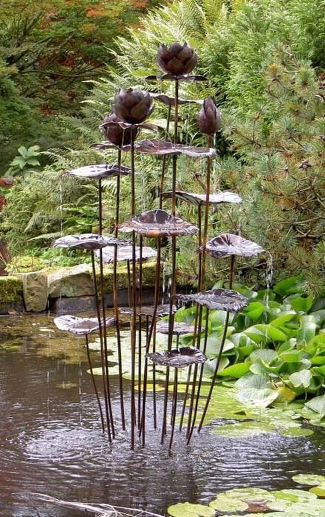 Metal Lotus Rising Above Water
