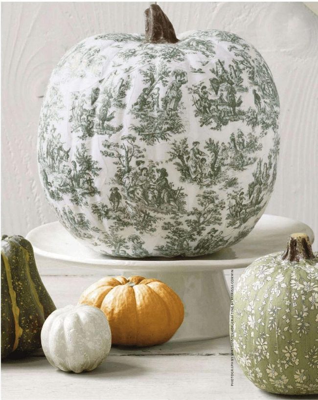 Green And White Painted Pumpkins