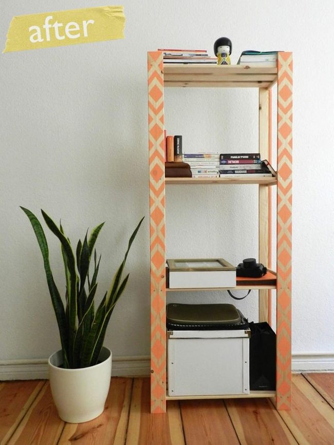 Orange Diamond Wooden Shelves With Books
