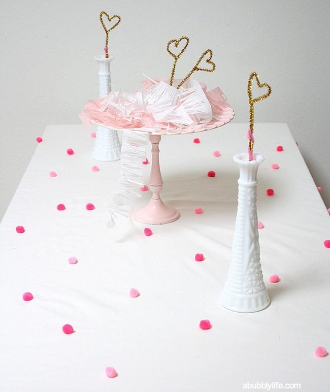 Pink Gold Hearts Party Setup