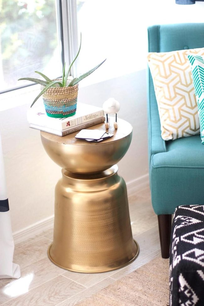Golden Bowls Stacked Side Table