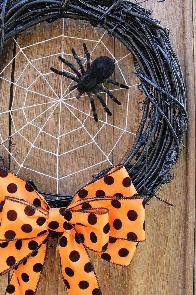Black Twigs Spider Web Wreath
