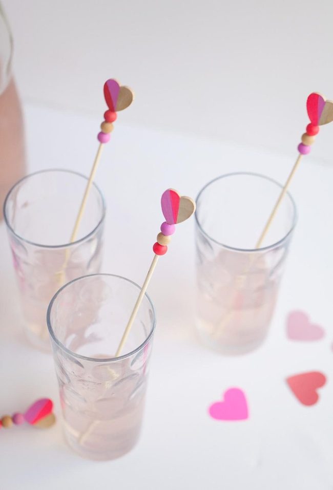 Pink Cocktails With Heart Sticks