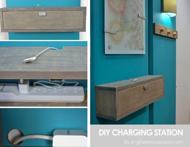 Light Wood Storage Meets Blue Walls