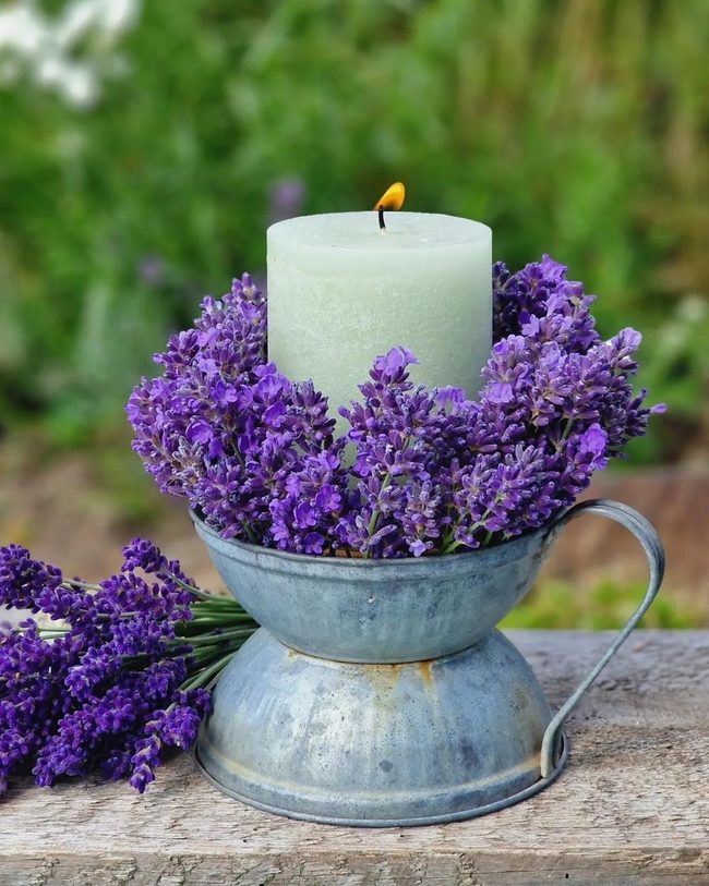 Lavender Petals With Vintage Metal
