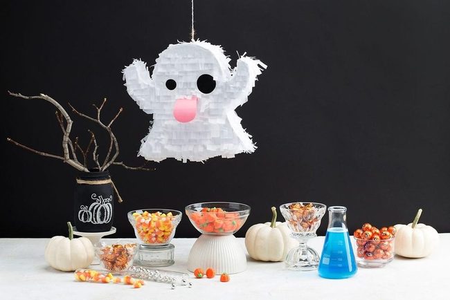 White Ghosts And Candy Corn Display