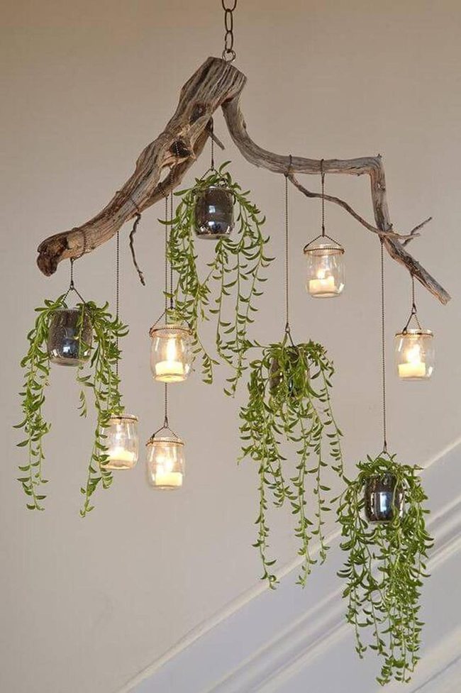 Driftwood And Candlelit Greenery Fixture