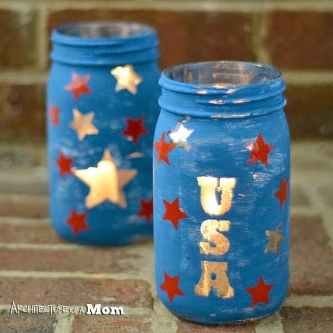 Scratched Patriotic Glass Votives