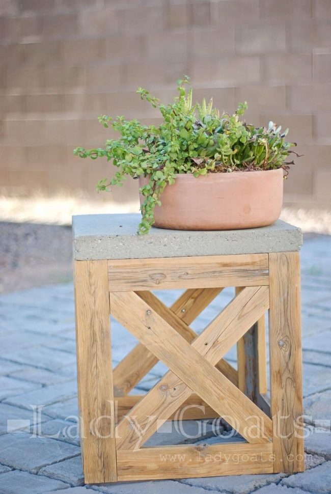 Weathered Wood X-Frame Stools
