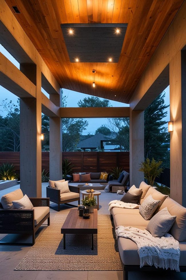 Concrete Porch with Hidden Ceiling Heat
