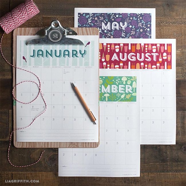 Colorful Calendar Pages On Wood