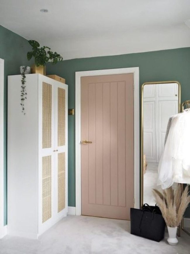 Sage Green With Gold Mirror Reflection