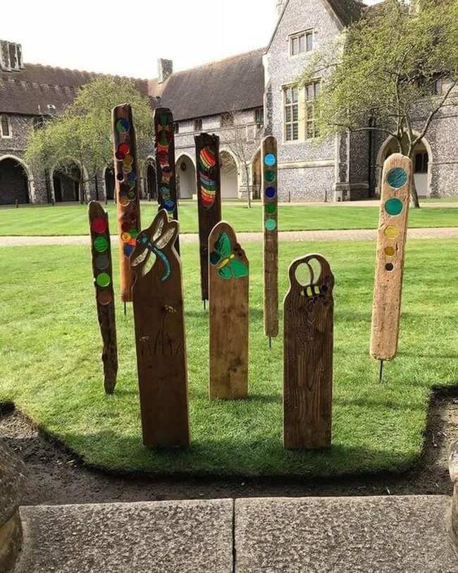 Painted Wood Sticks Garden Art