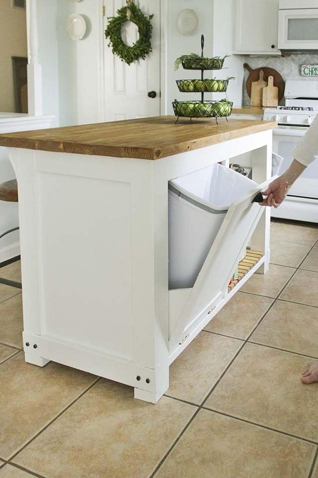 Hidden Trash Storage Island Solution