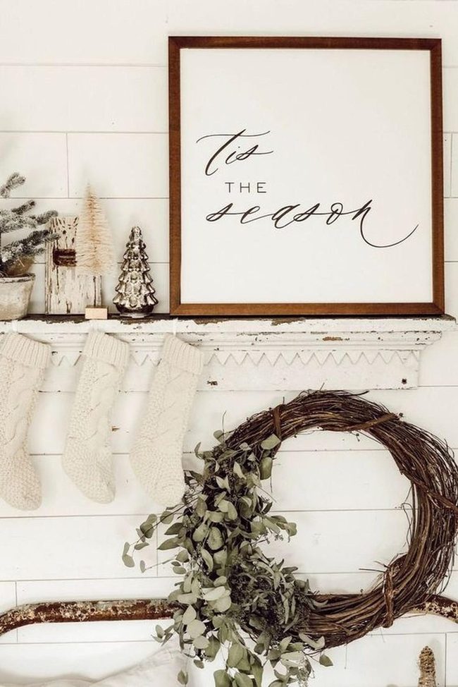Knitted Stockings Distressed White Shelf