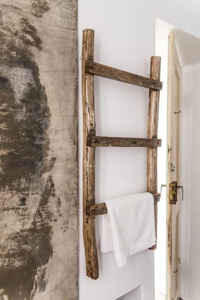 Weathered Wood Ladder Storage