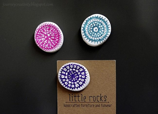 Mandala Dot Work Rock Pins