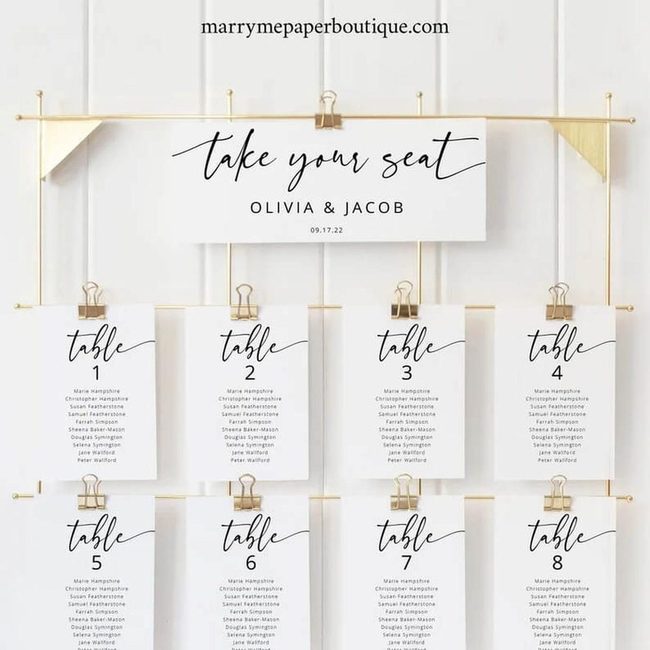 Golden Clips Seating Card Display