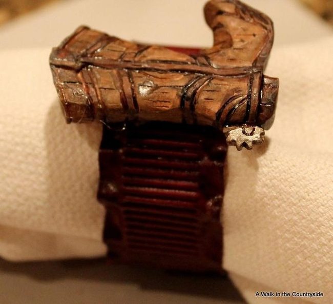 Polished Wood Cowboy Boot Rings