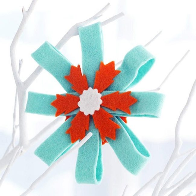 Red-Orange Felt Flowers White Branches