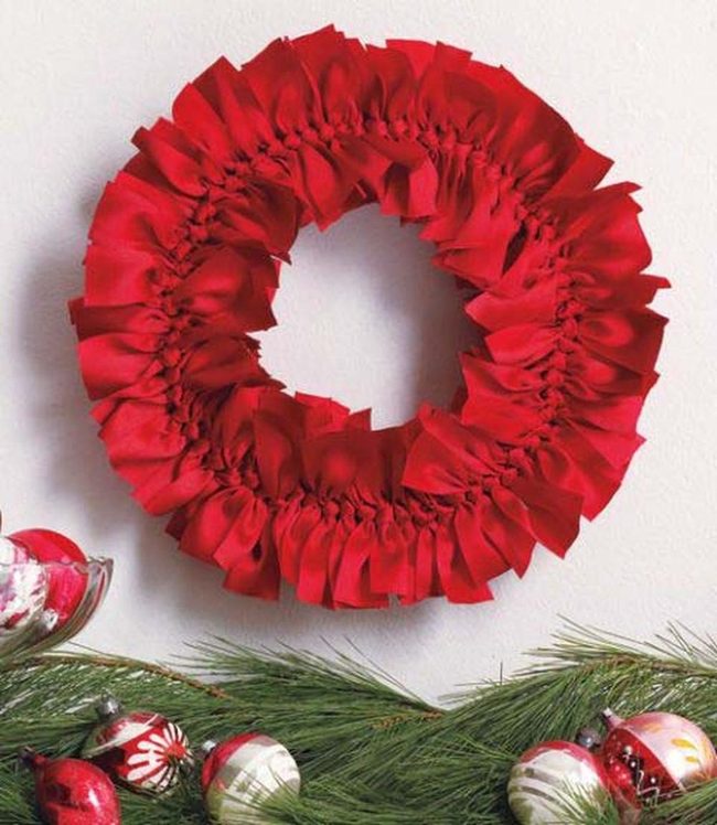 Crimson Ribbon Knot Wreath
