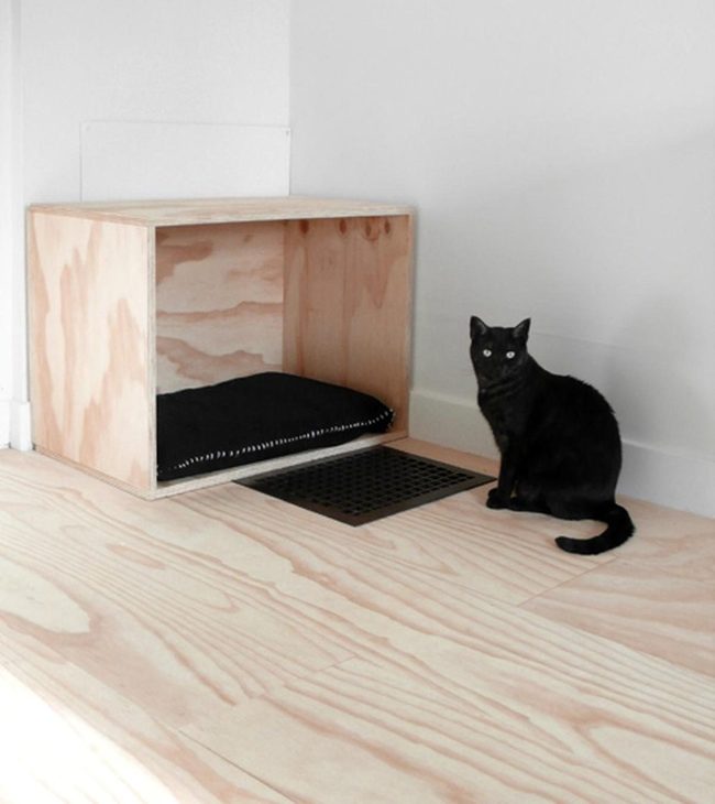 Light Wood And Black Pet Nook