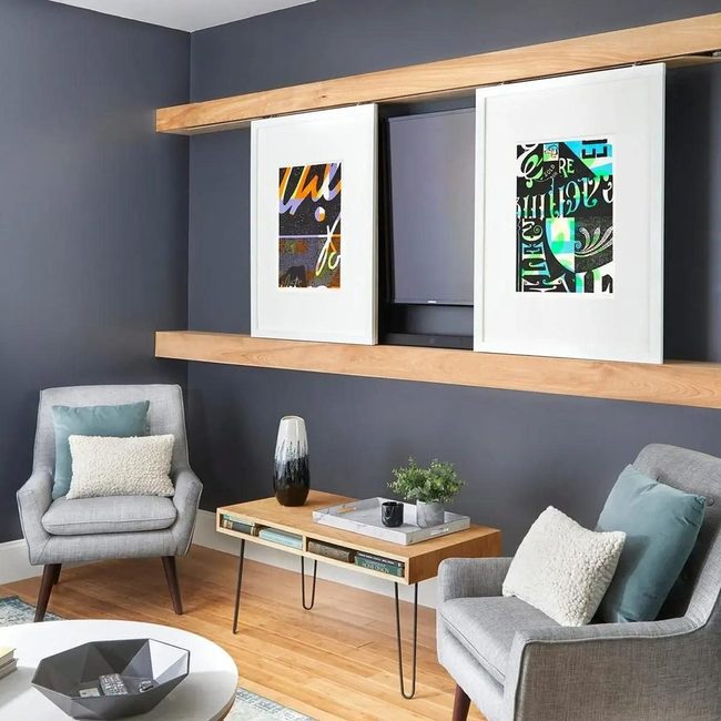 Natural Wood Frames, Sliding Modern Art