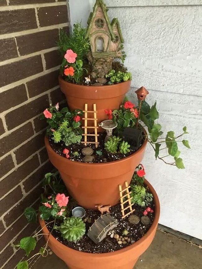 Miniature Woodland Multi-Level Planters