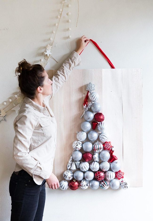 Silver And Red Spheres On Wood