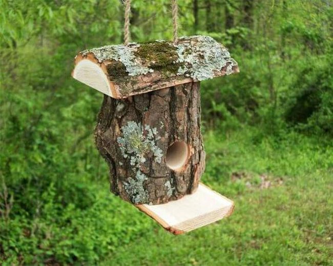 Moss-Covered Wood Birdhouse