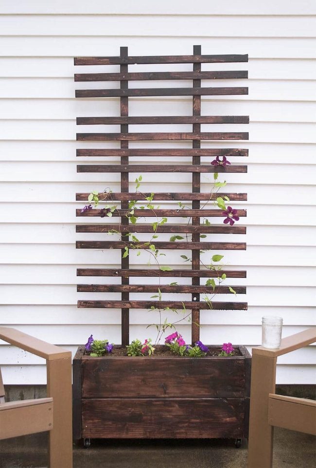 Wooden Trellised Planter Combo