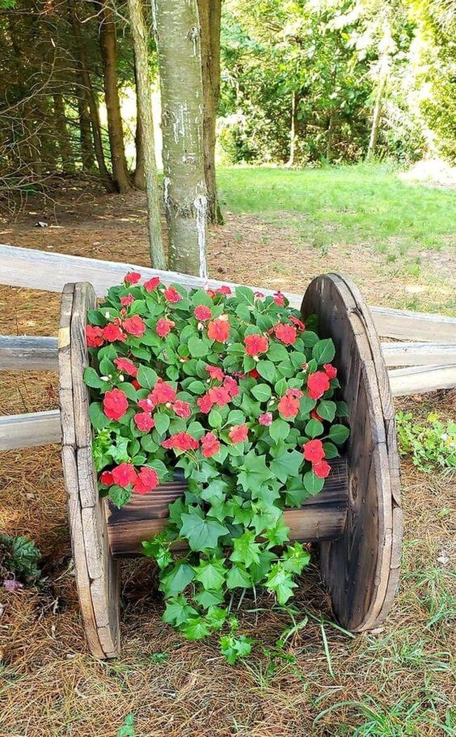 Circular Wood Frame With Seasonal Blooms