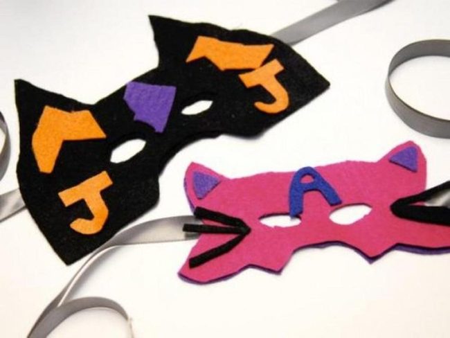 Black Pink Felt Party Masks