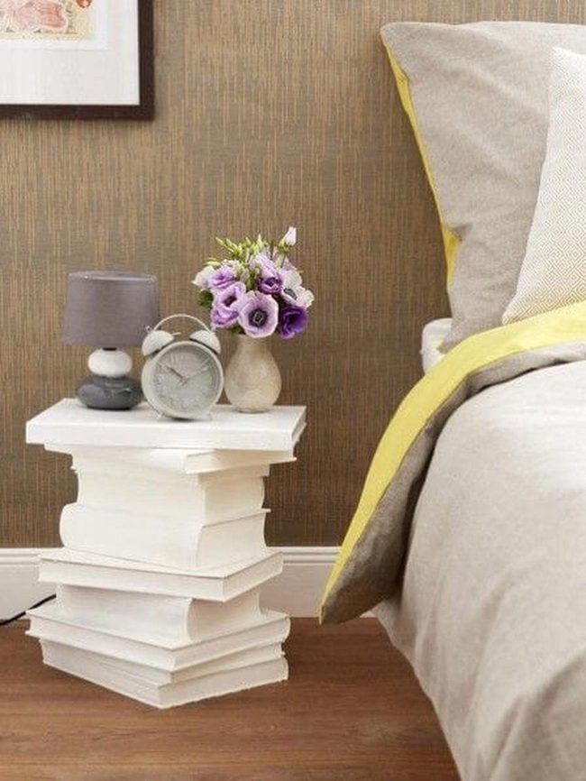 Stacked Books Bedroom Focal Point