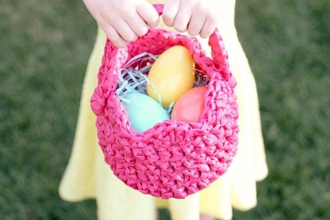 Pink Crochet Baskets Stuffed Eggs