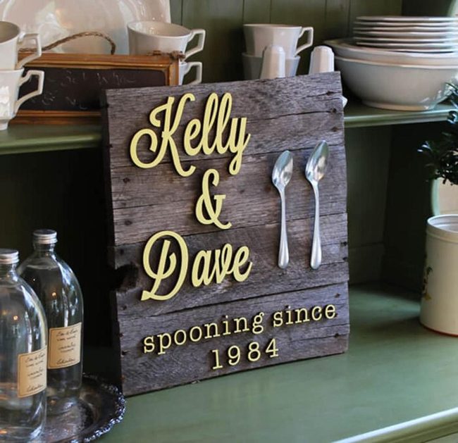 Reclaimed Wood Spoon Love Sign