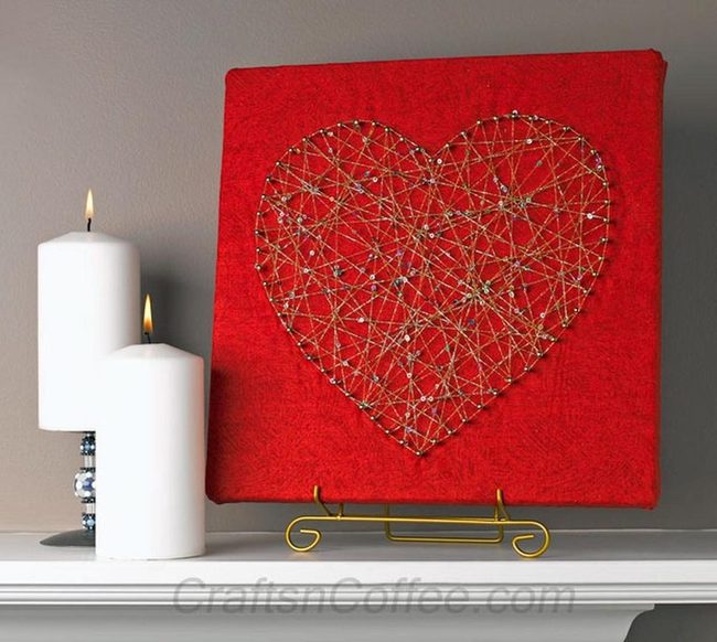 Red Heart Strings Gold Display