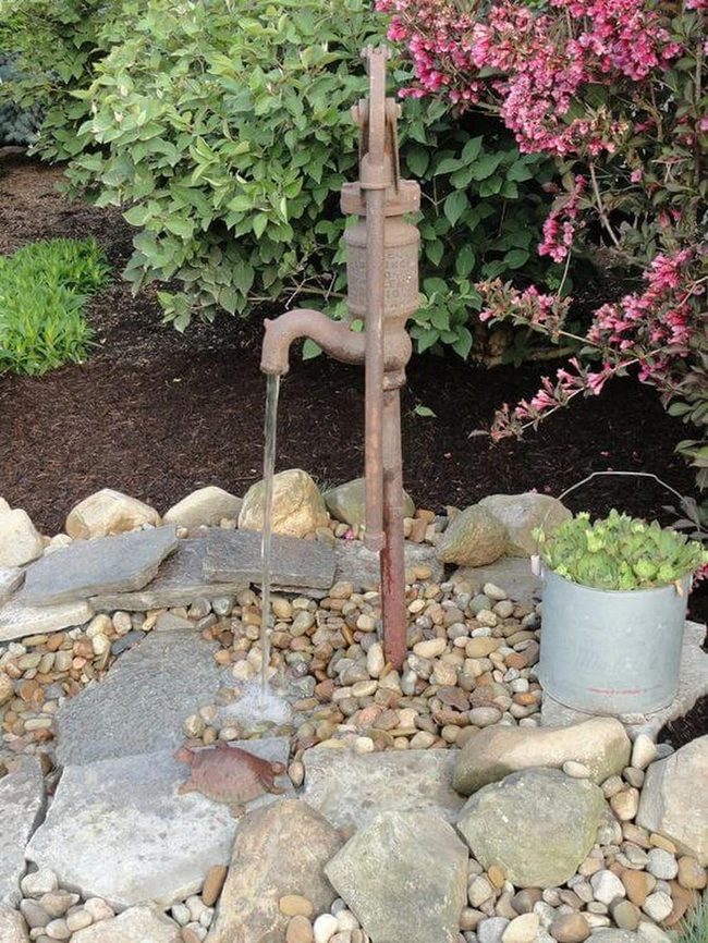 Vintage Pump Stone Garden