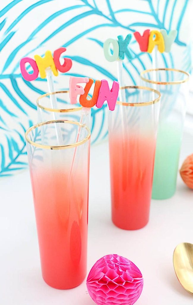 Pink Cocktails Gold Rimmed Shimmer