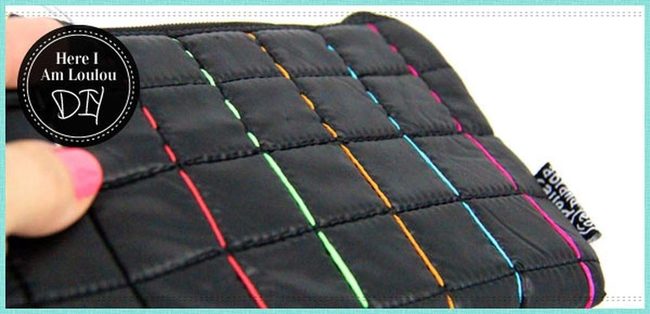 Colorful Stitched Squares Black