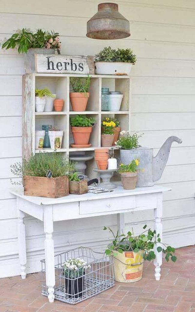 Terracotta Pots White Table Garden