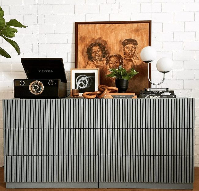 Striped Wood Slat Dresser