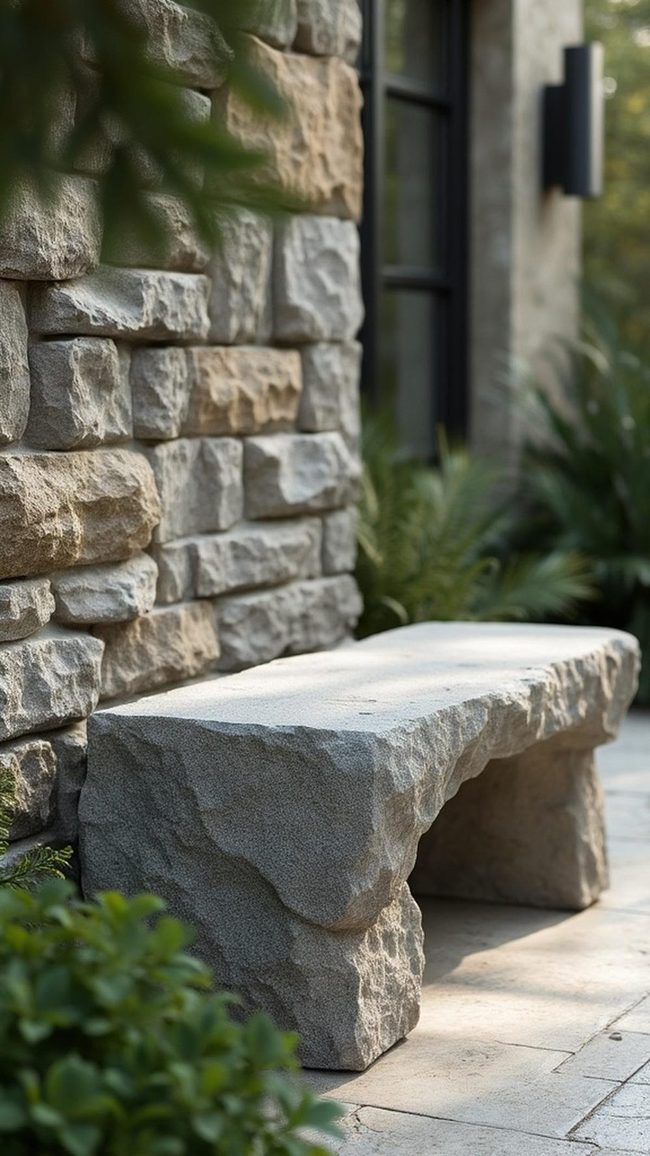 Stone Bench Nature-Inspired Landscape Seating