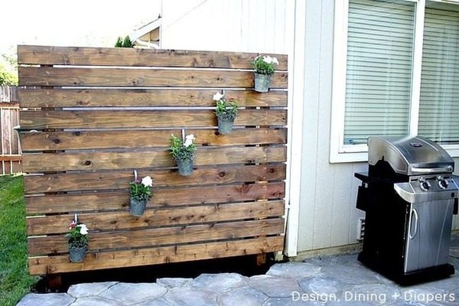 Wood Slat Vertical Garden Screen