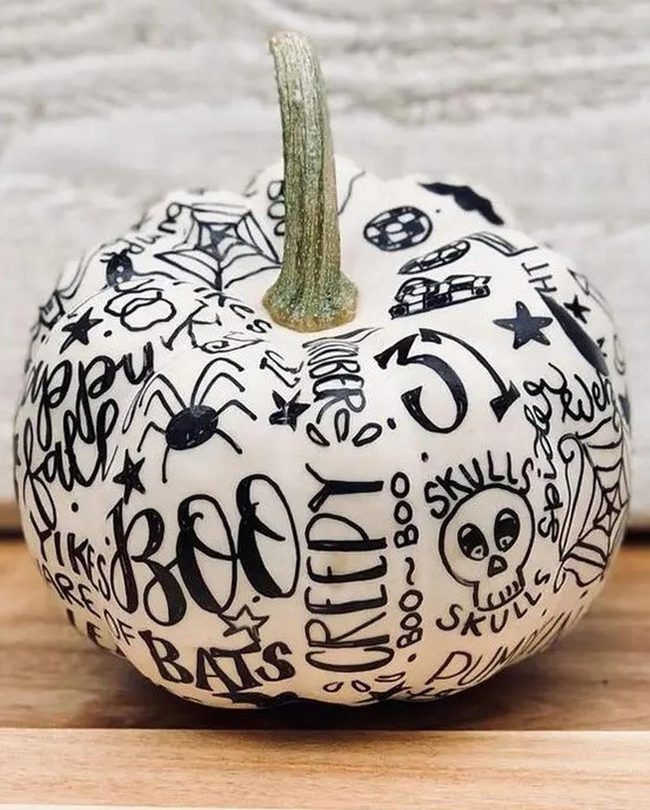 Black Doodle Pumpkins With Personality