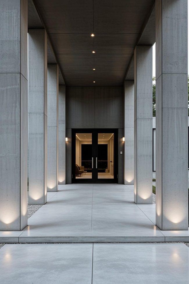 Stone Columns Frame Minimalist Entry