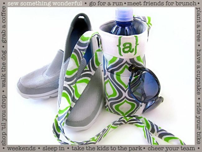 Light Gray Slip-Ons With Patterned Bottle Holder